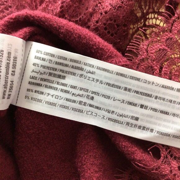 Abercrombie & Fitch Sweatshirt crew neck long sleeves lace embellishments small - Picture 7 of 10